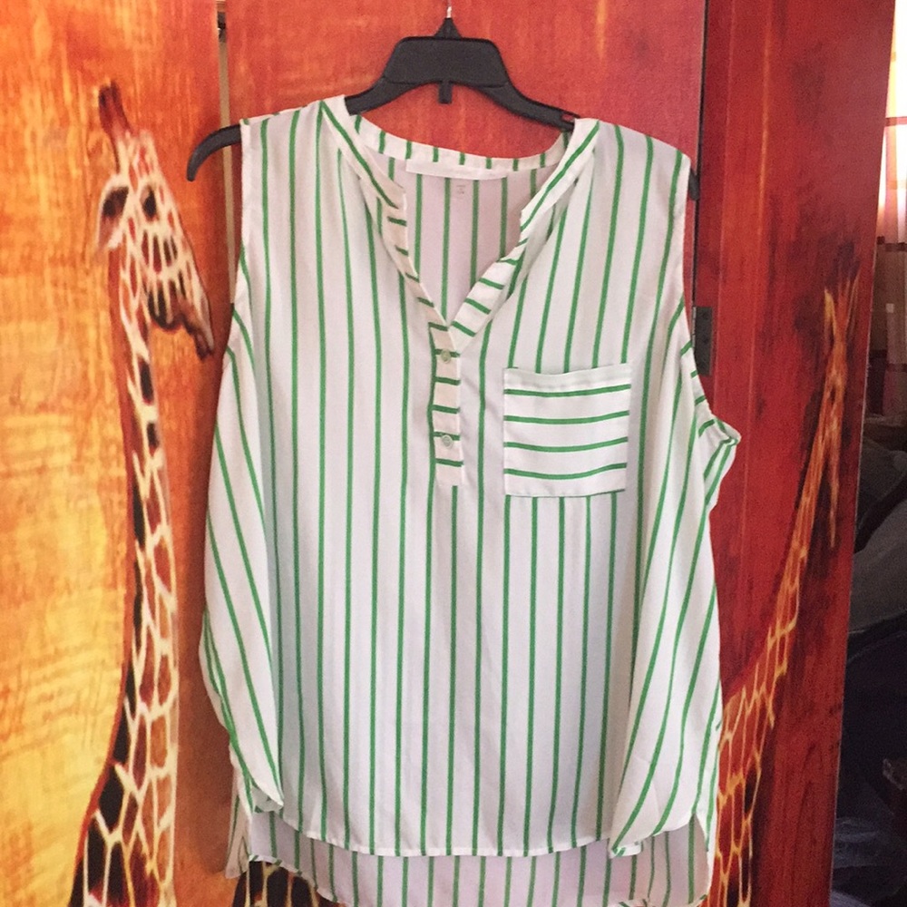 Woman’s fun 2 fun green and white stripped 1XL